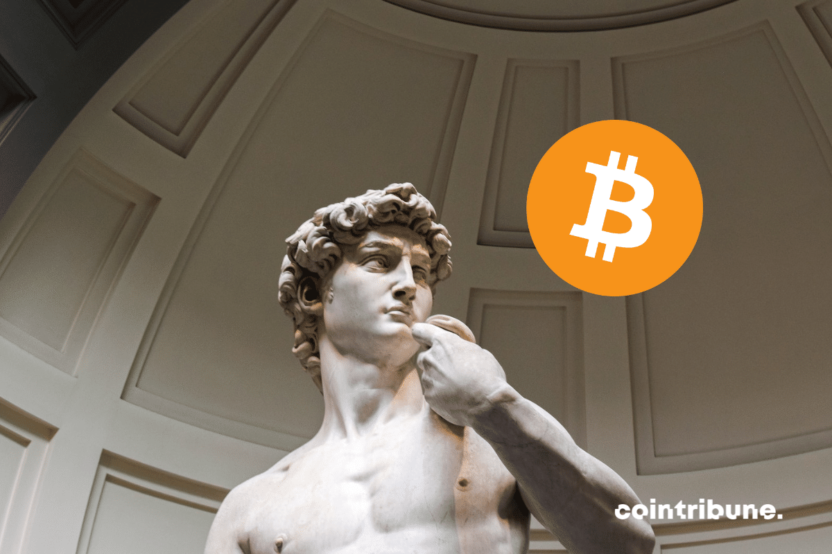 Sculpture de David, regardant vers Bitcoin