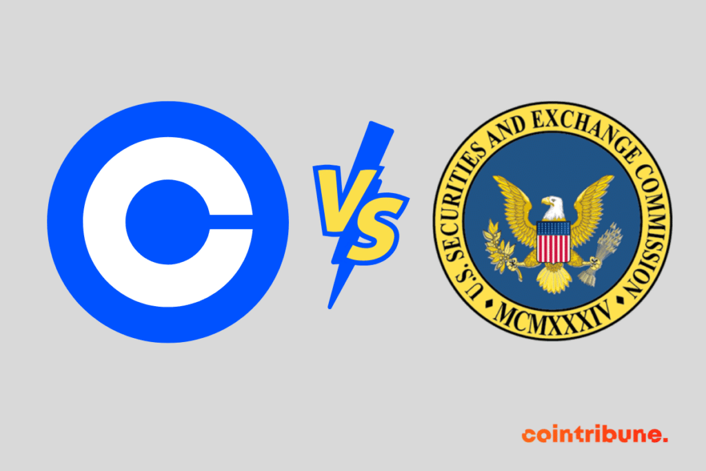 Les logos de l'exchange crypto Coinbase et de la SEC