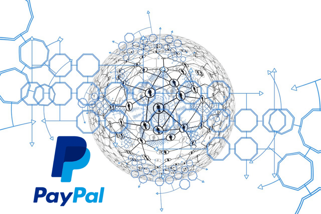 Blockchain network with PayPal logo
