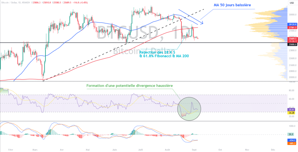 Graphique du BTCUSD en période journalière - Bitcoin
