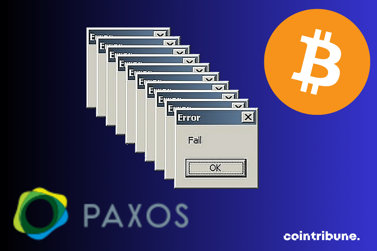 Vecteur erreur windows, logos de Paxos et de bitcoin