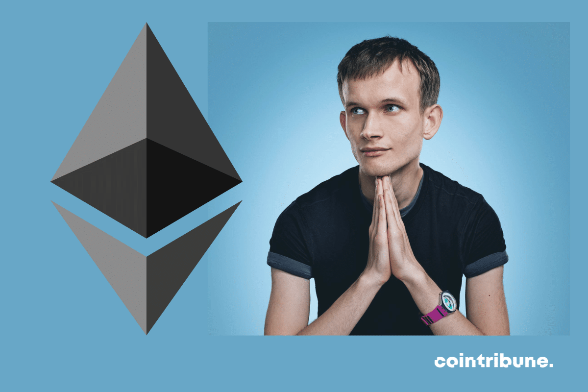 Photo of Vitalik Buterin and Ethereum logo