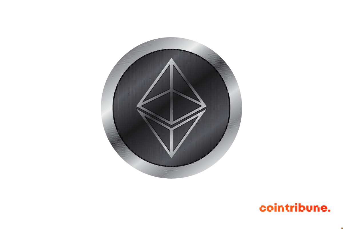 Logo de la blockchain Ethereum dont les frais de transaction de crypto ont atteint leur plus bas depuis novembre 2022