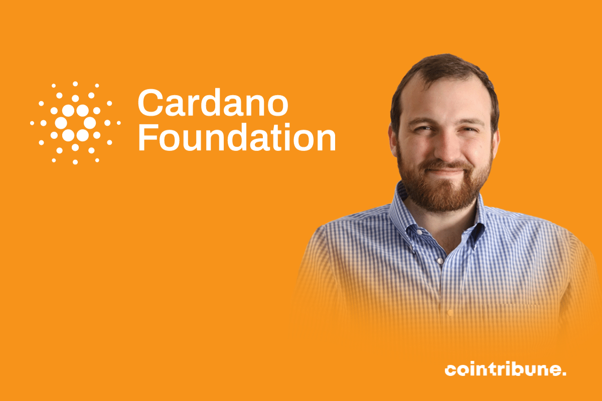 Photo de Charles Hoskinson et logo de la Fondation Cardano