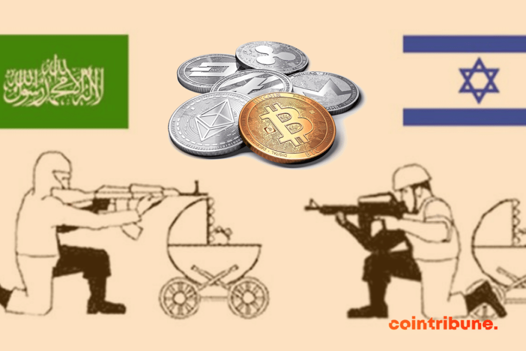 Photo of Soldiers at War, Flags of Israel and Hamas, Cryptocurrency Coins