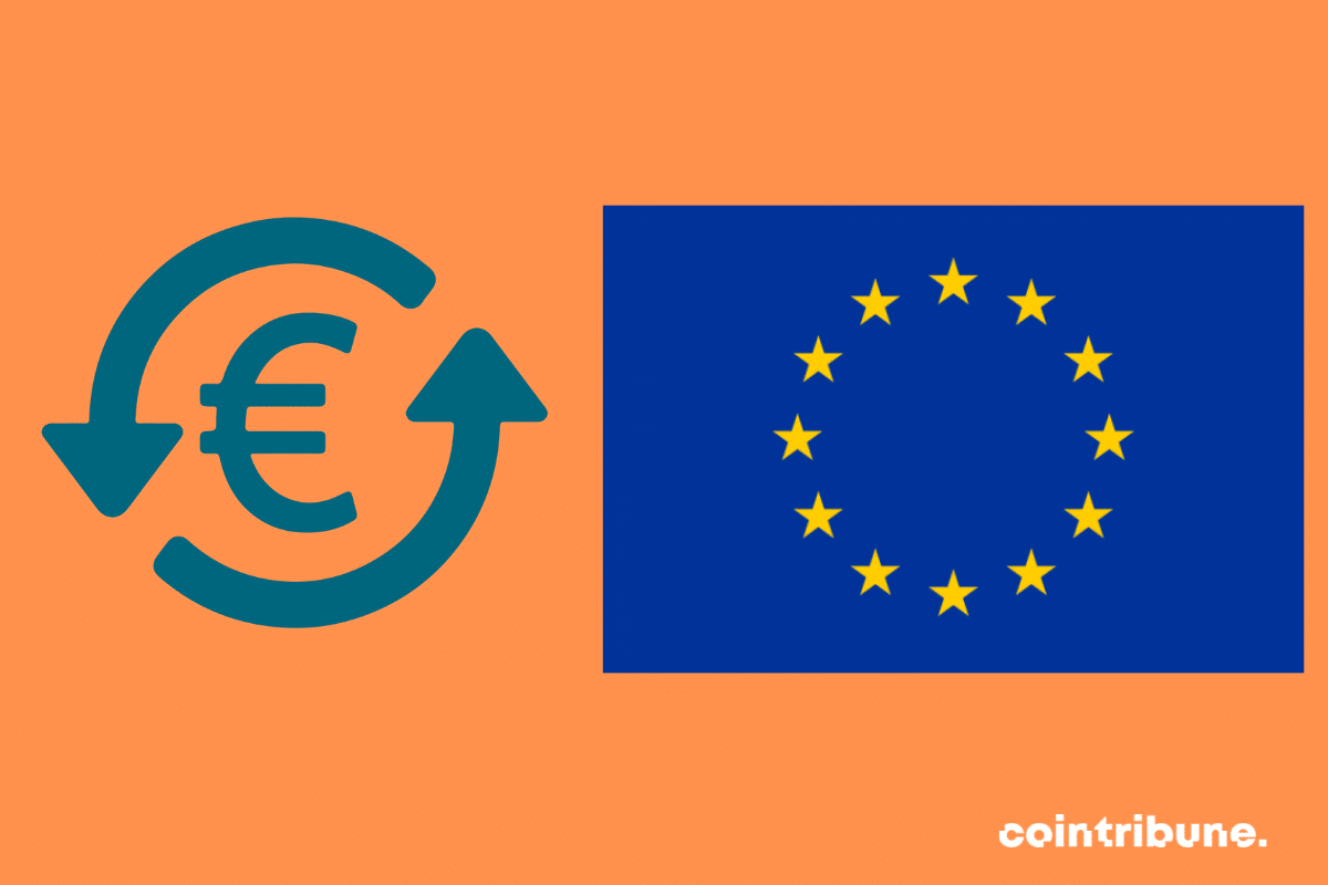 Icone transaction en euro, drapeau de l'Union européenne