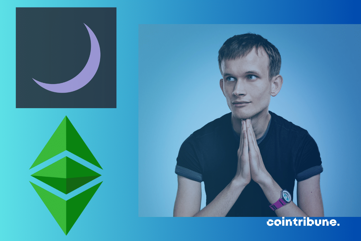 Photo de Vitalik Buterin, logos d'Ethereum et de Nocturne Labs