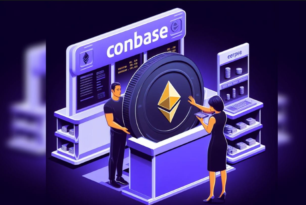 Une femme achète une pièce d'Ethereum sur Coinbase