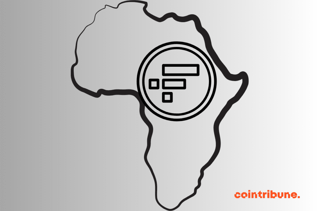 Le logo de l'exchange crypto FTX logé au cœur de la carte de l'Afrique