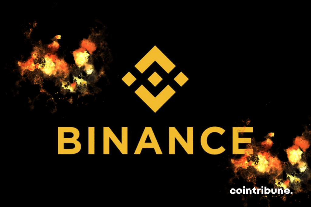 Le logo de Binance avec des explosions