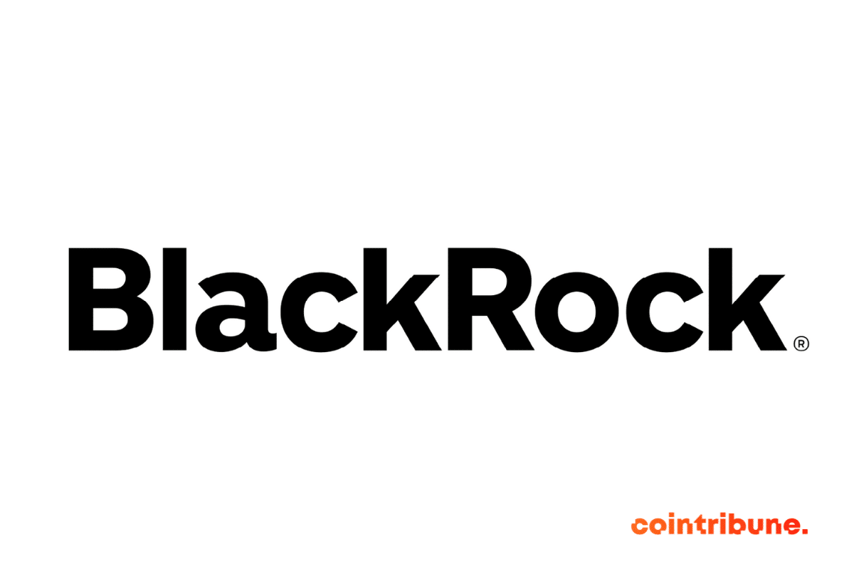 Logo du gestionnaire d'actifs BlackRock qui alerte sur la menace que les stablecoins constituent pour son ETF Bitcoin spot
