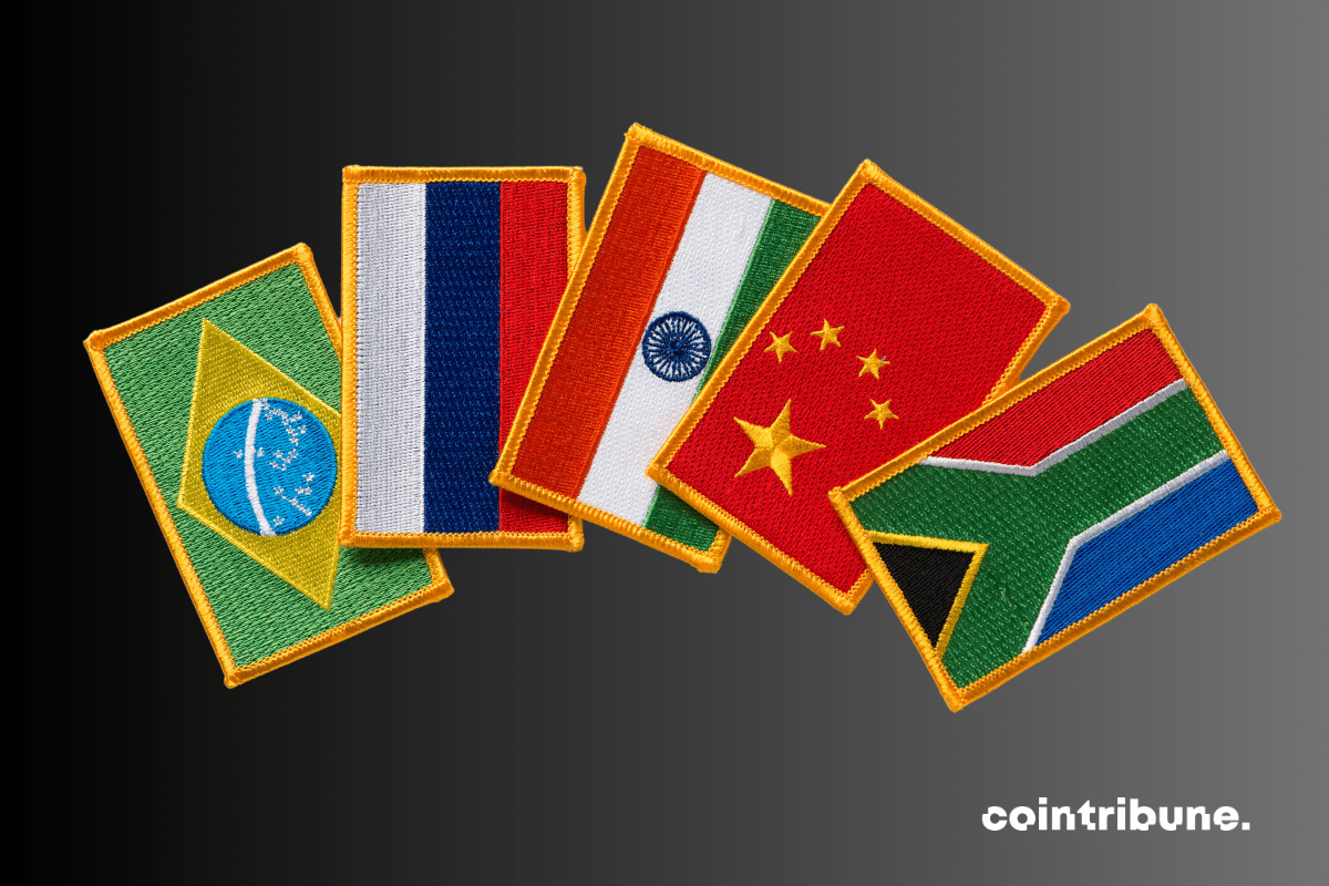 Drapeaux des pays membres des BRICS, qui envisagent un futur sans le dollar