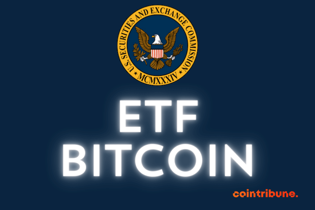 Le logo de la SEC avec la mention ETF Bitcoin