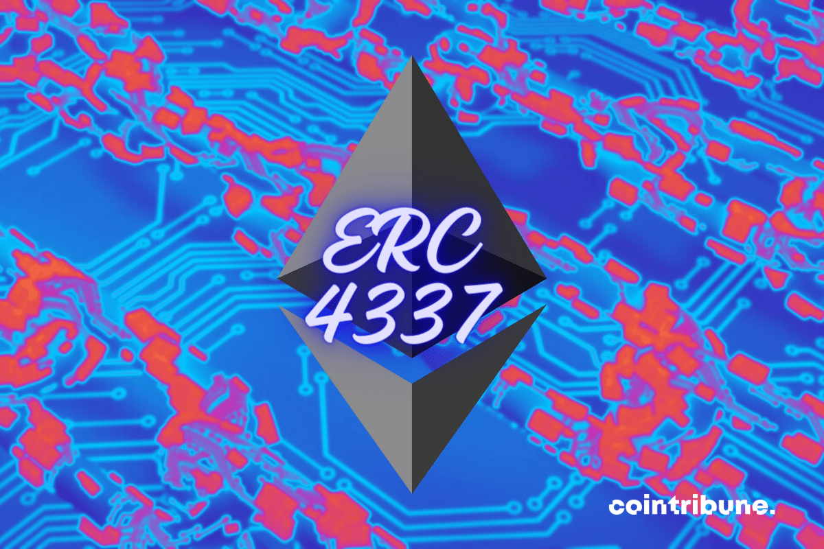 Vecteur blockchain, logo d'Ethereum et mention "ERC 4337"