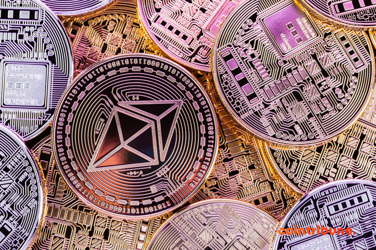 Physical coins of some cryptos, including the ETH cryptocurrency