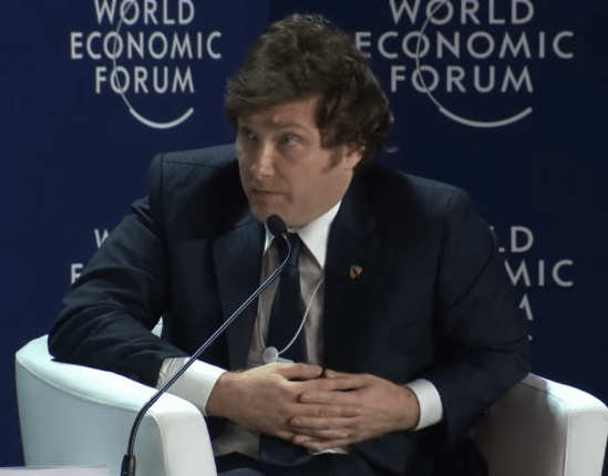 Javier Milei at the World Economic Forum in 2014.