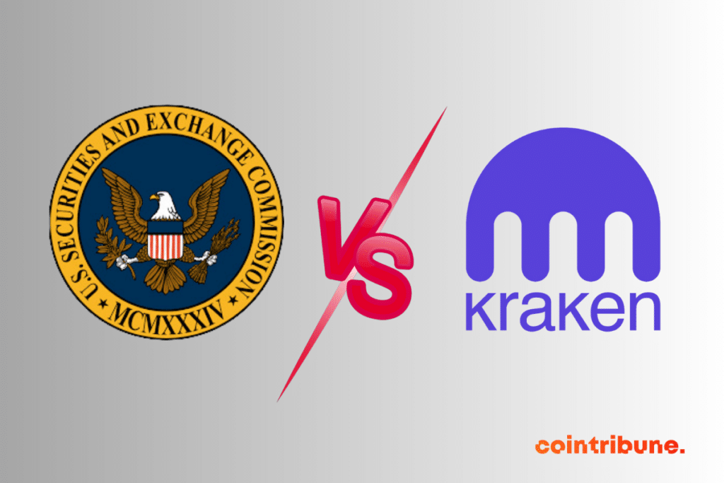 Logos de la SEC et de l'exchange crypto Kraken