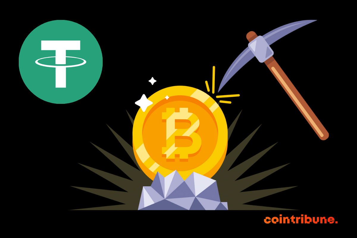 Logos du bitcoin et de Tether