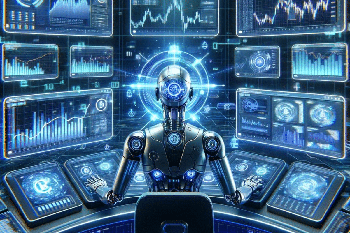 Représentation visuelle d'un robot de trading.