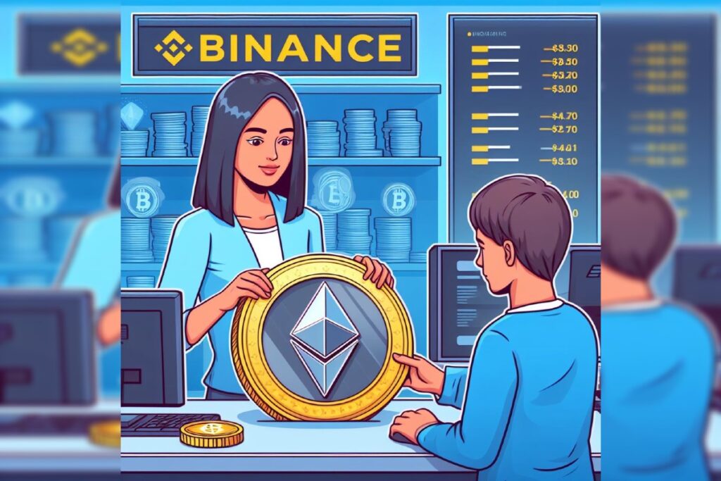 Un garçon achète une pièce d'Ethereum sur Binance - Acheter ethereum Binance