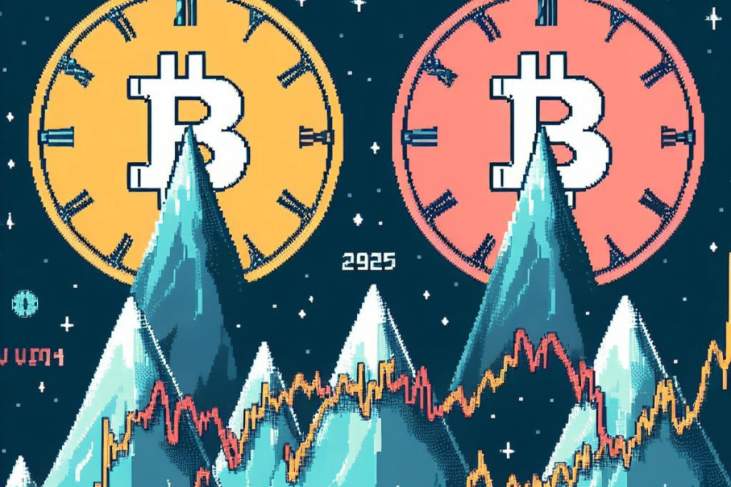 Clocks that illustrate the price of Bitcoin over time