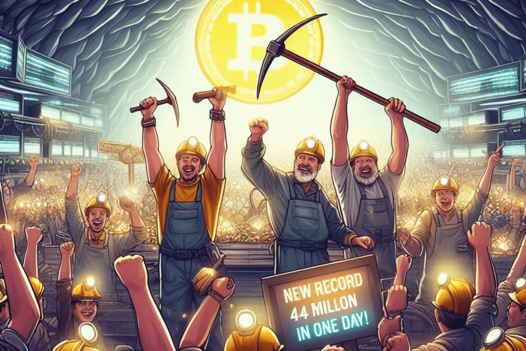 Les mineurs de Bitcoin celebrent dans une mine souterraine