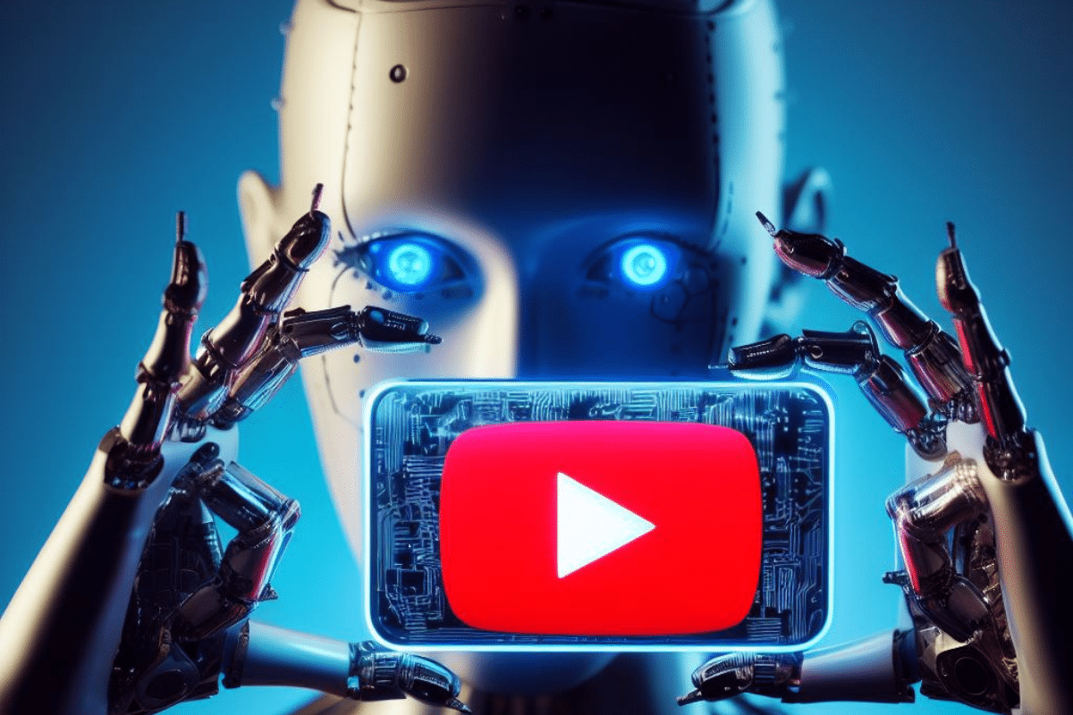 A robot records a YouTube video
