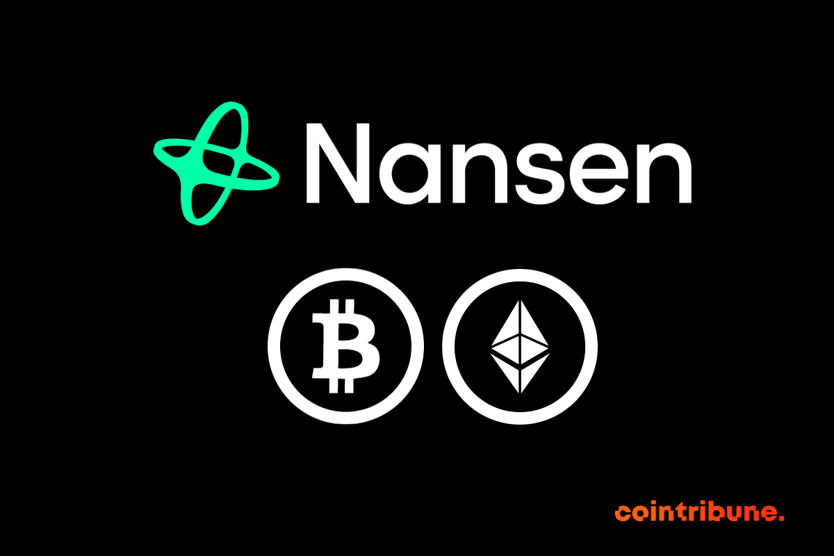Le logo de Nansen avec des pièces de cryptos