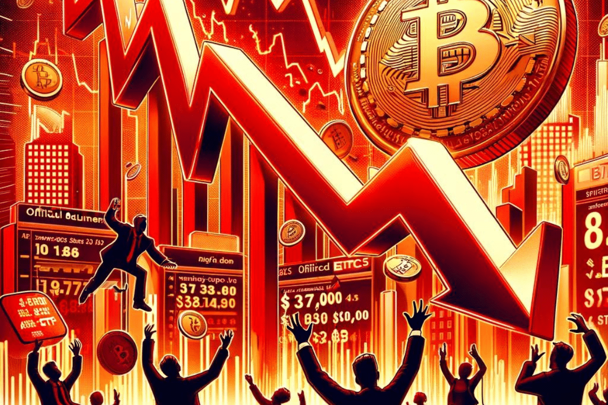 An illustration symbolizing the fall of bitcoin