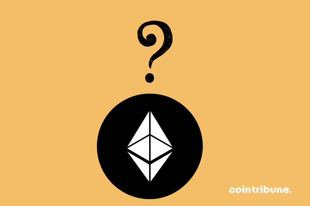 Le logo de la blockchain Ethereum et un point d'interrogation