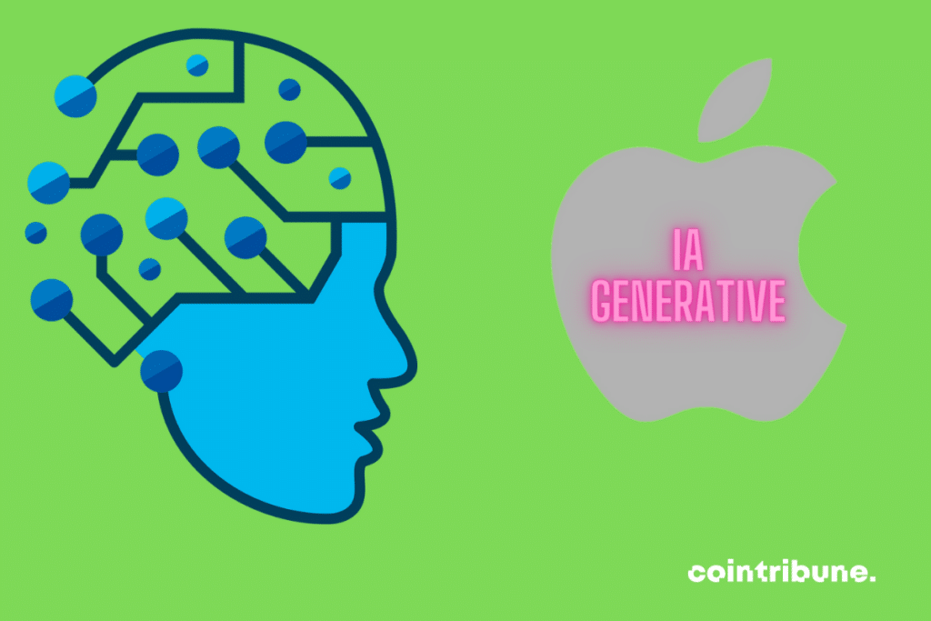 Vecteur d'intelligence artificielle, logo d'Apple, mention "IA générative"