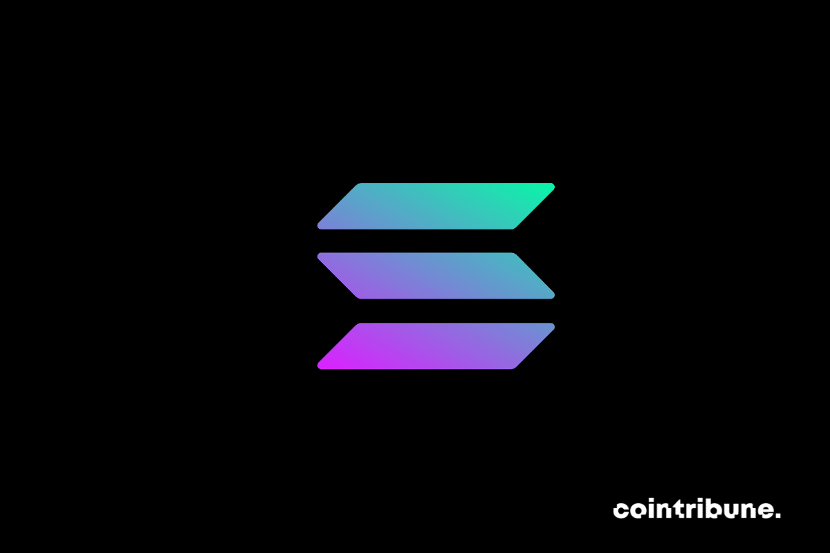 Logo de la blockchain Solana qui se dynamise avec une série d'airdrops