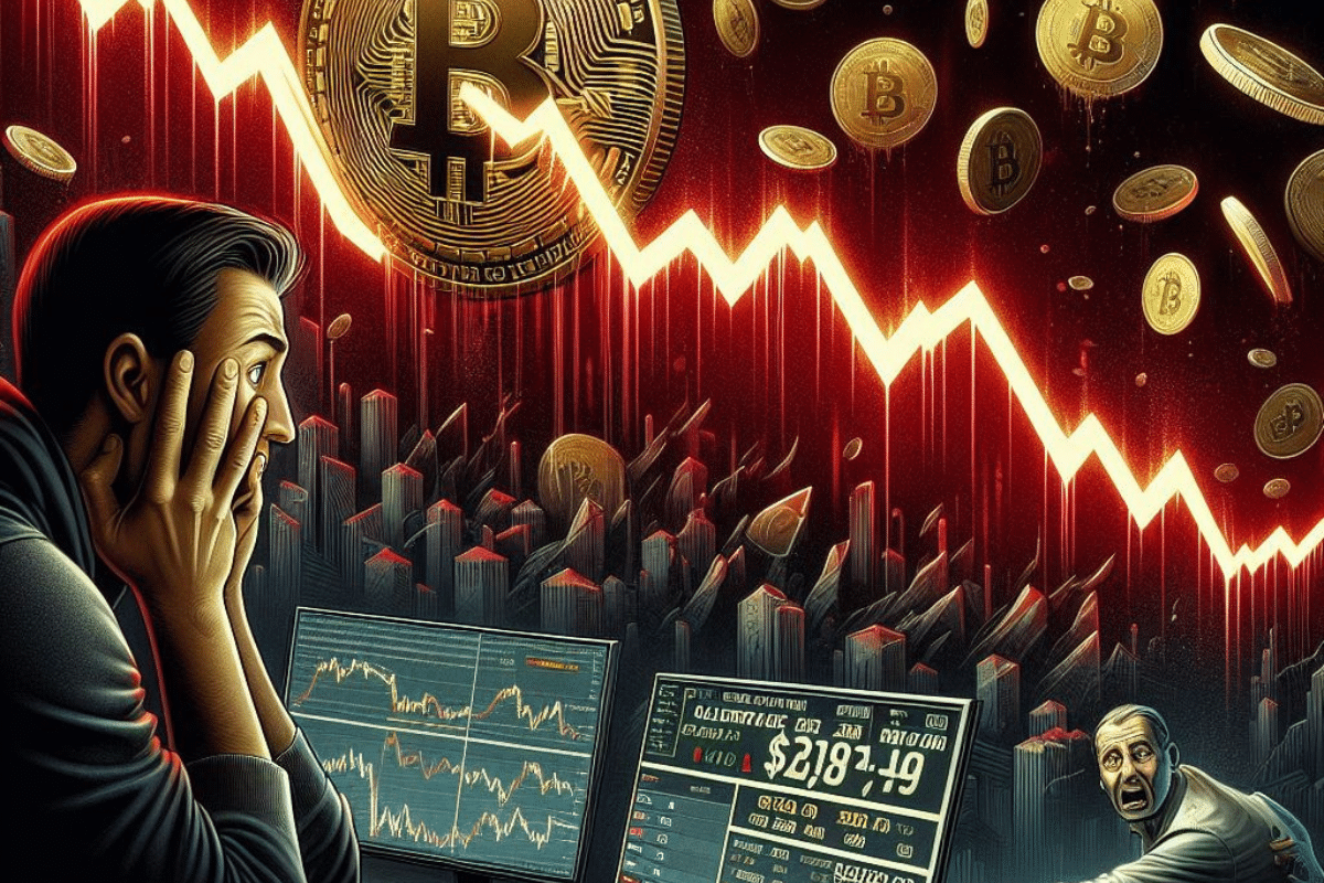 An illustration representing the fall of Bitcoin