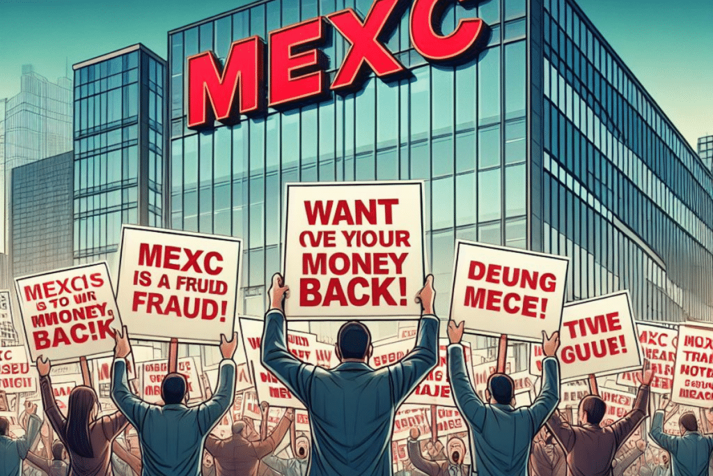 Manifestation contre la plateforme crypto MEXC