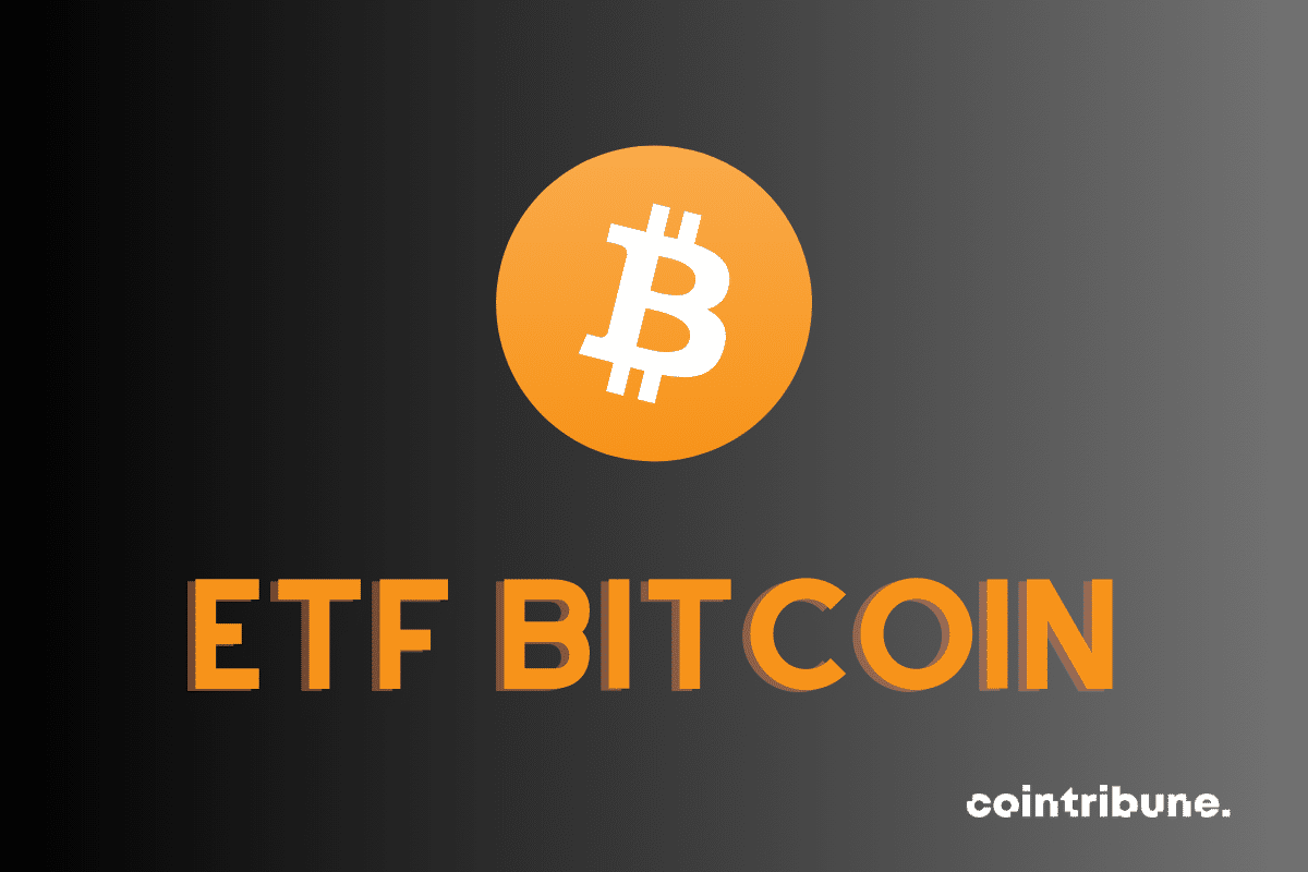 Logo du bitcoin et la mention "ETF Bitcoin"