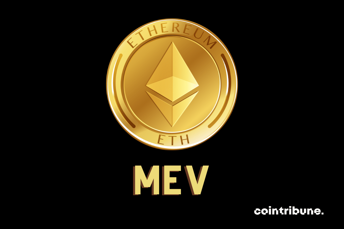 Logo de la blockchain Ethereum suivi de la mention "MEV"