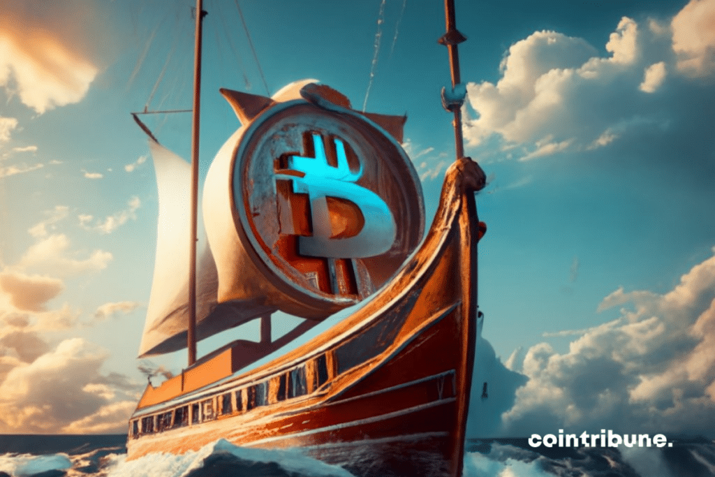 Bateau avec logo bitcoin