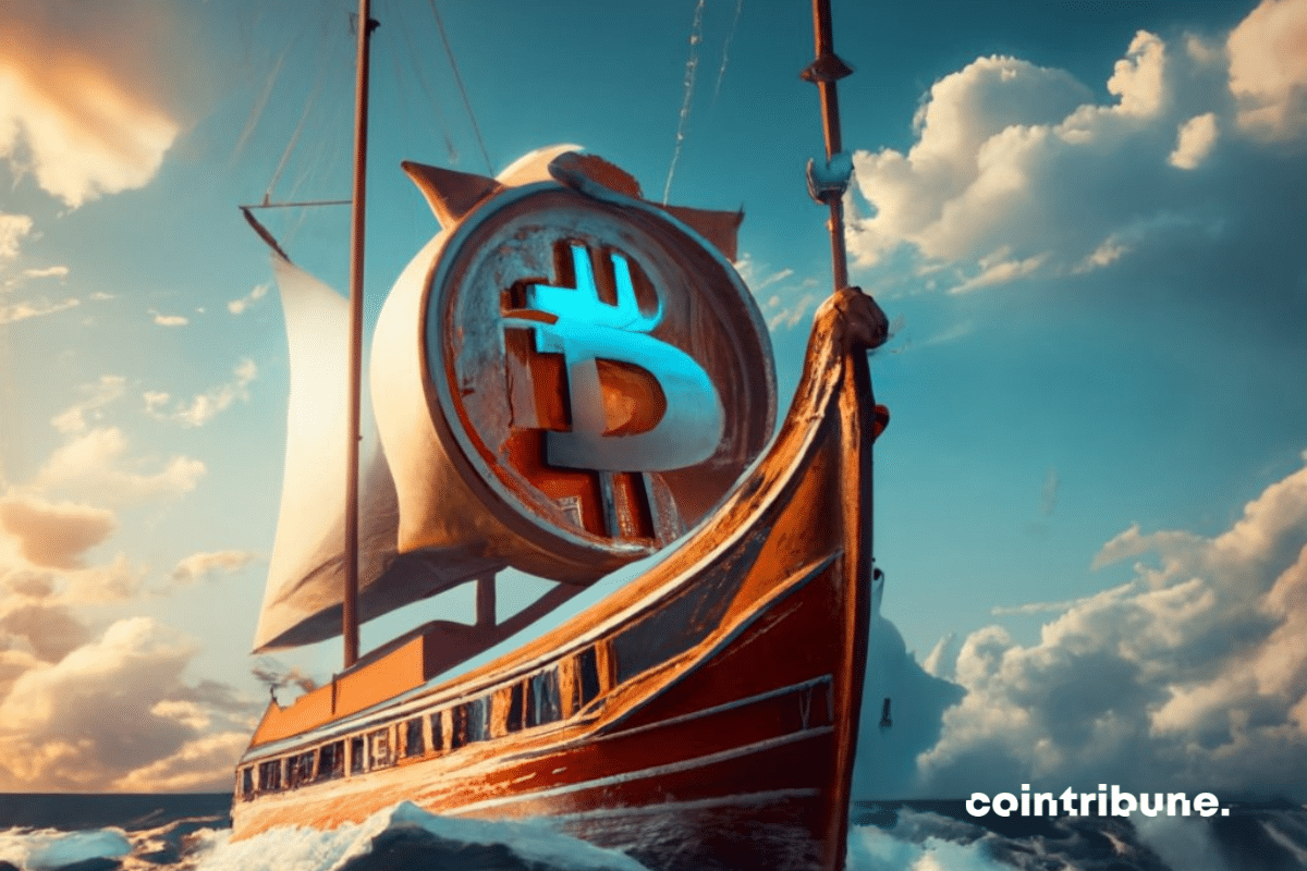 Bateau avec logo bitcoin