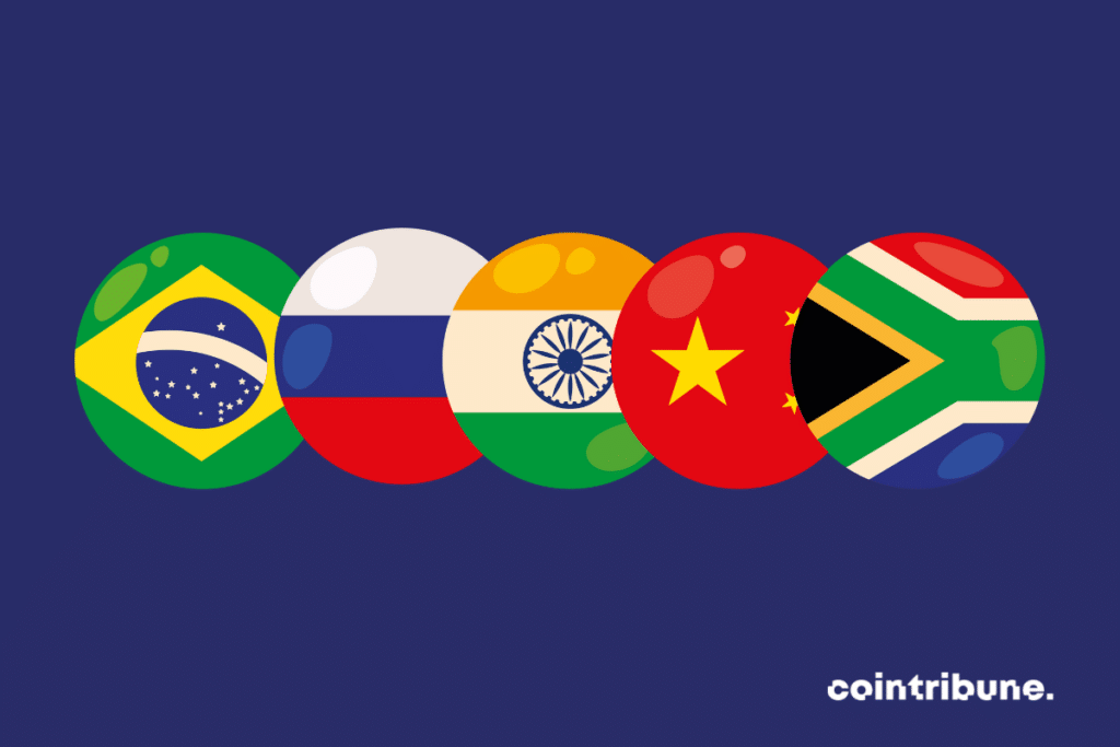 The flags of the first five BRICS member countries