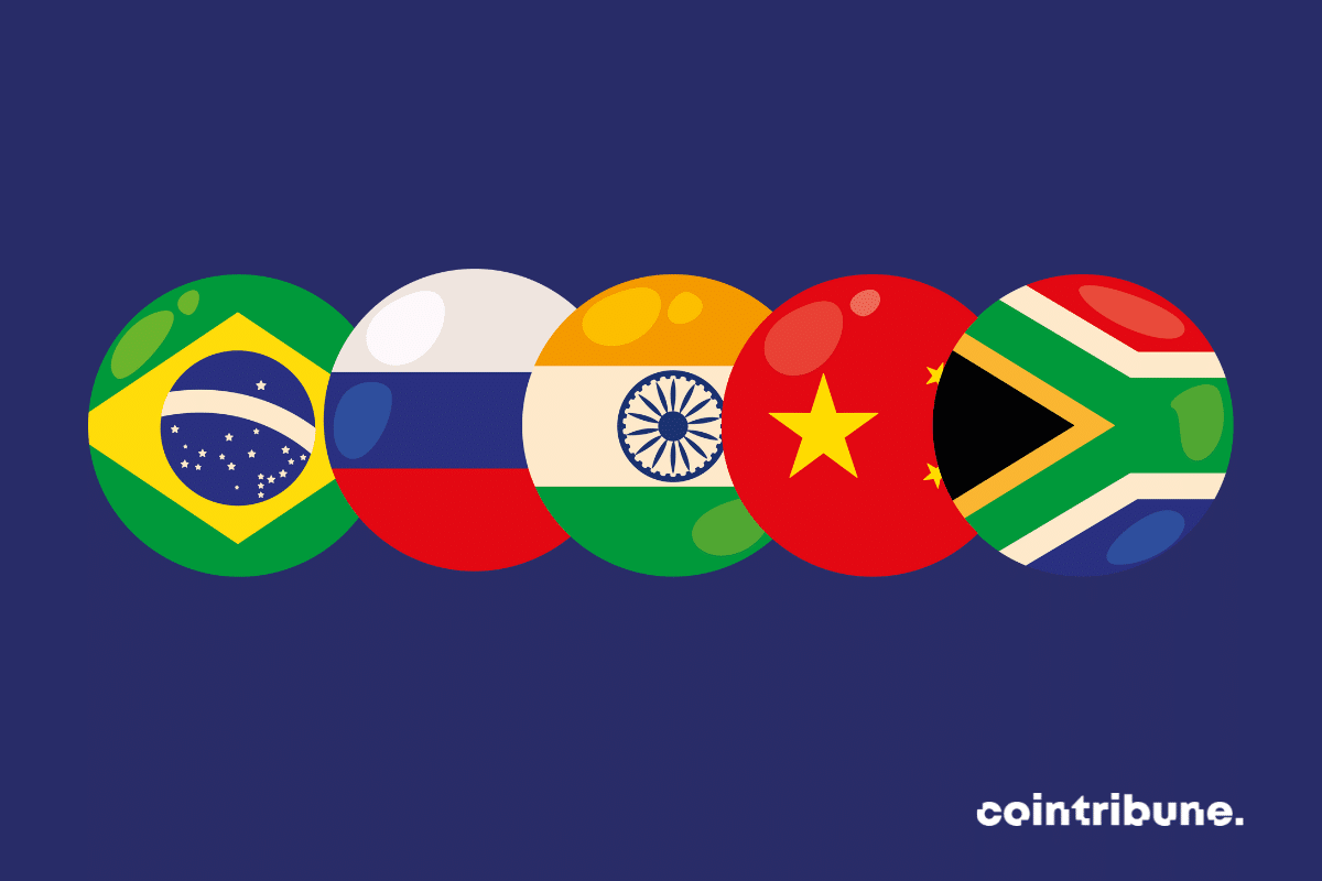 Les drapeaux des cinq premiers pays membres des BRICS
