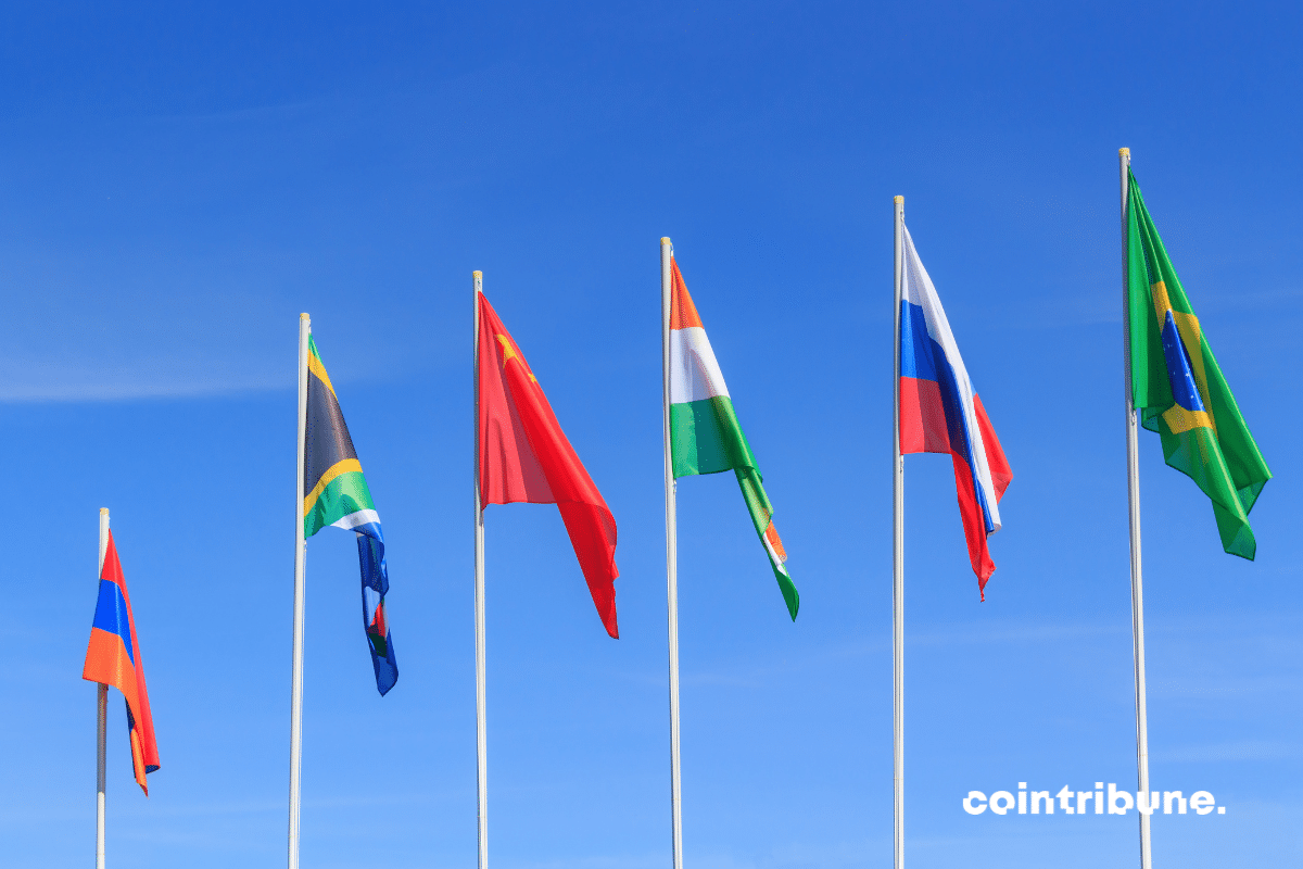 Les drapeaux des pays membres des BRICS