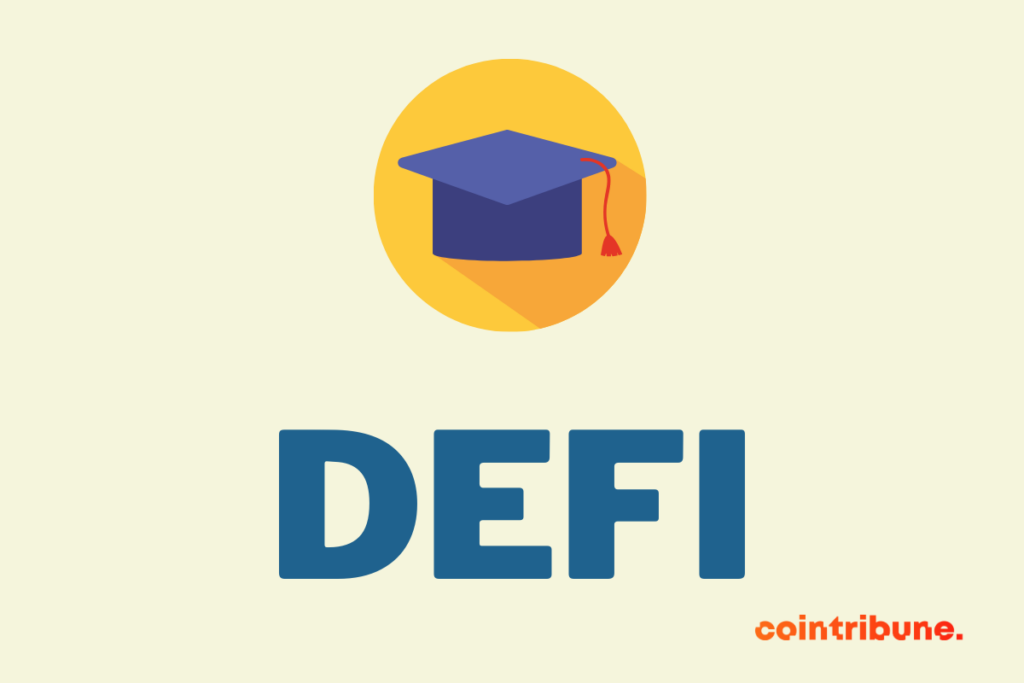 Un mortarboard et la mention "DeFi"