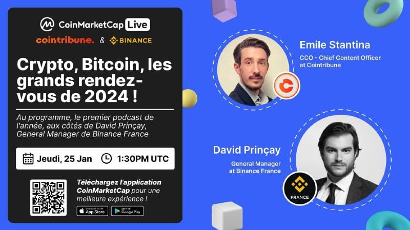 Crypto : Affiche qui annonce la prochaine séance du podcast