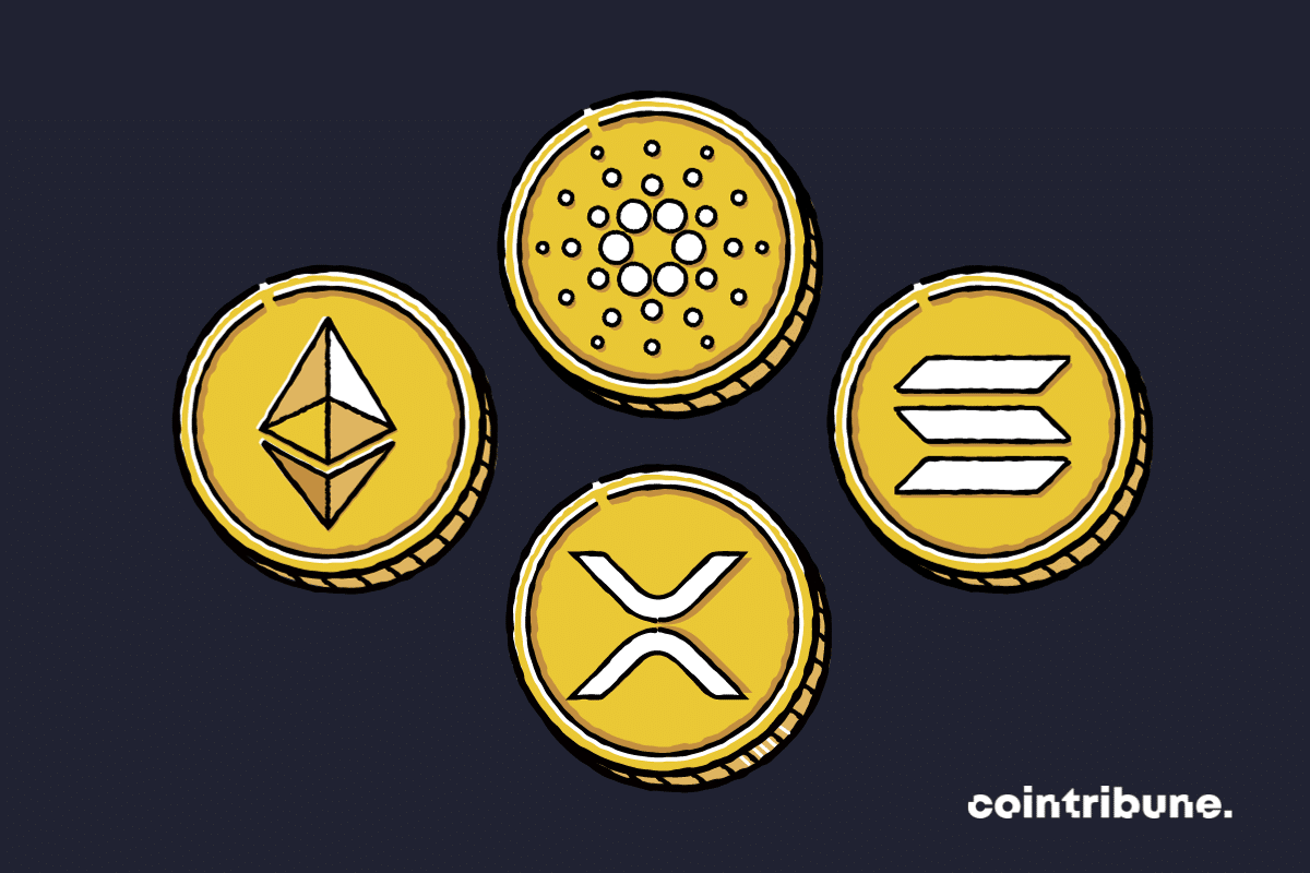 Logos de 4 altcoins populaires