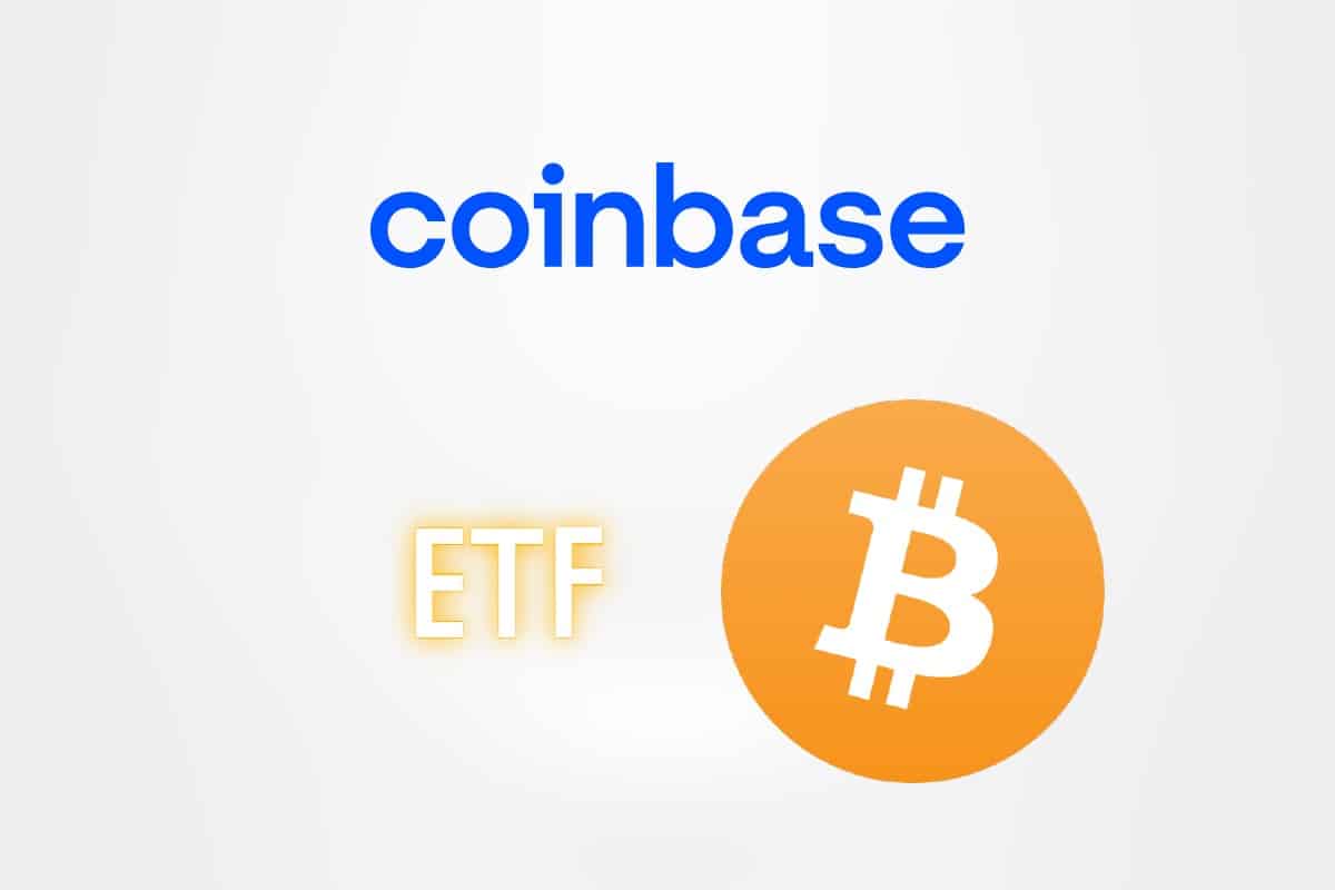 Bitcoin : logo de Coinbase avec un logo du Bitcoin et la lettre ETF