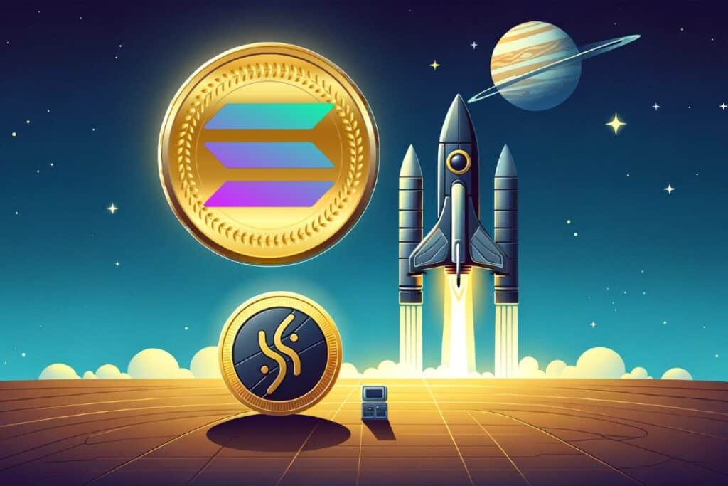 Solana : la crypto Solana avec une fusée et Jupiter