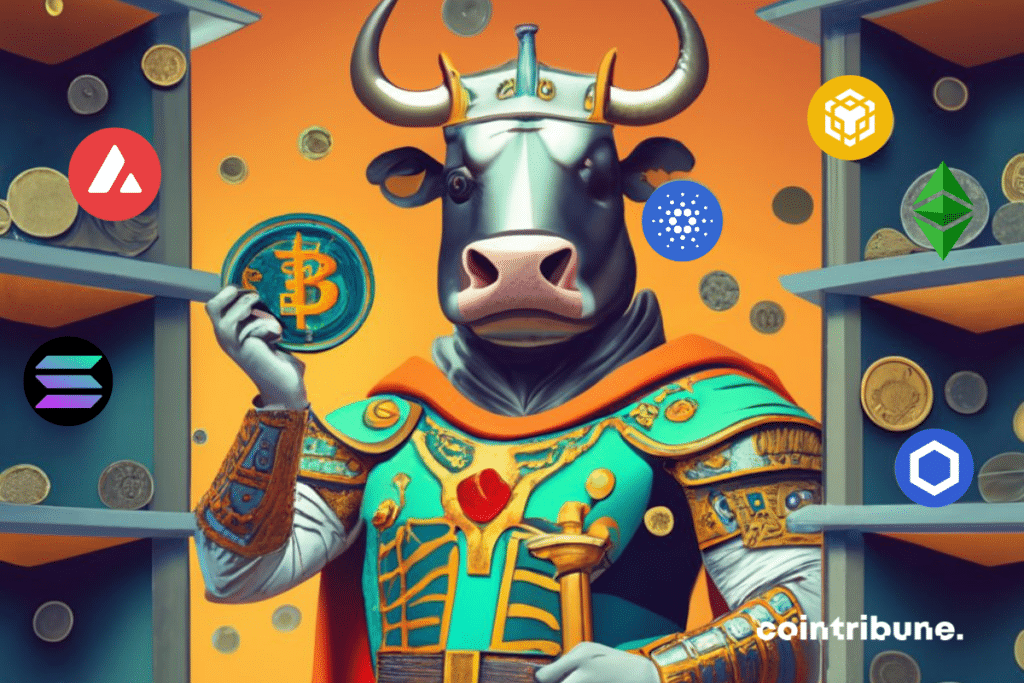 Bull et pièces de cryptomonnaies