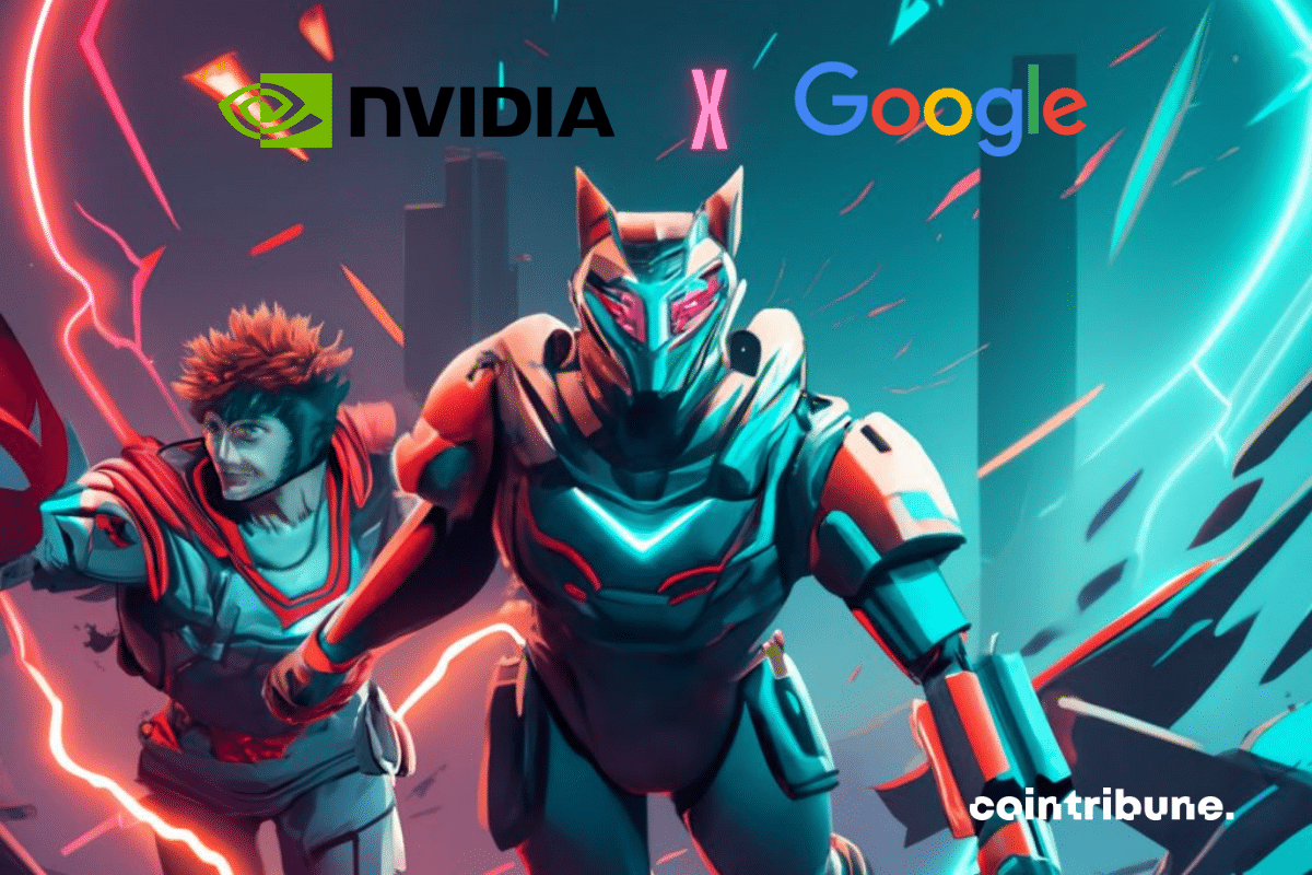 Personnages héroïques, logos de Google et Nvidia