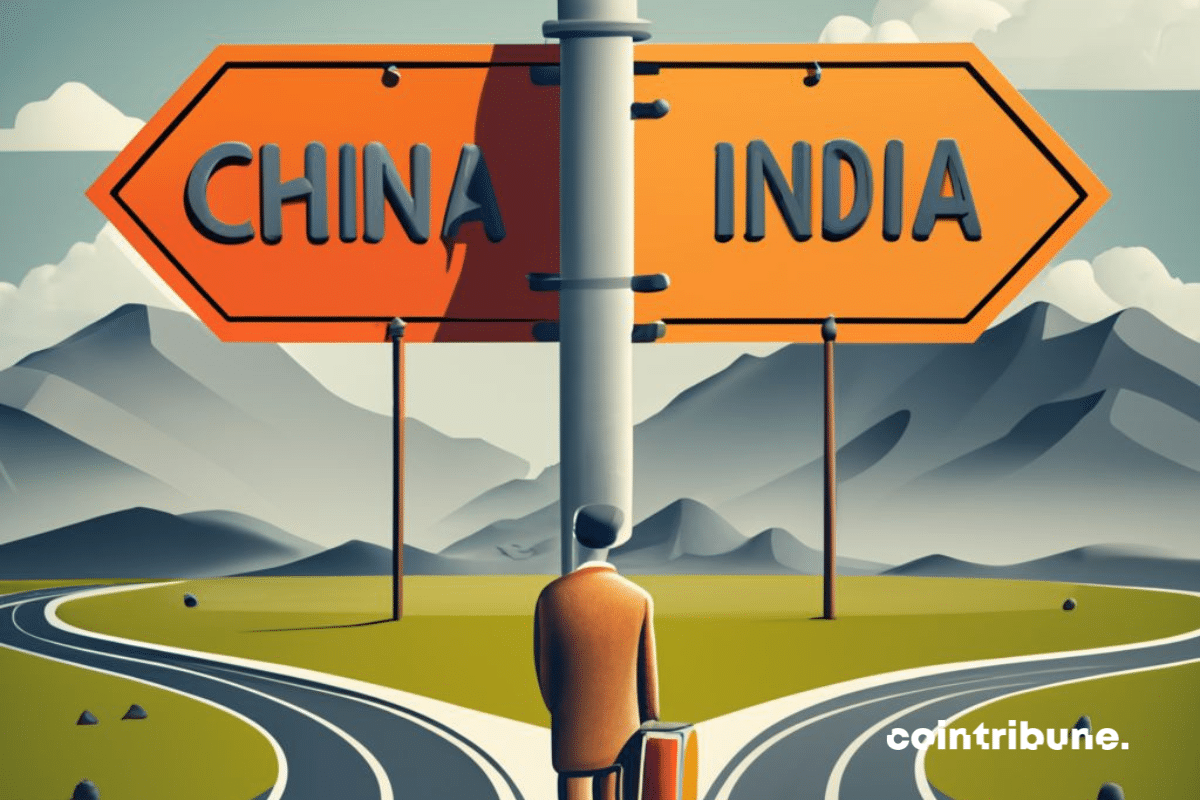 Carrefour avec panneaux Inde et Chine