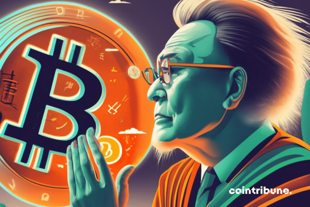 Robert Kiyosaki et logo de bitcoin